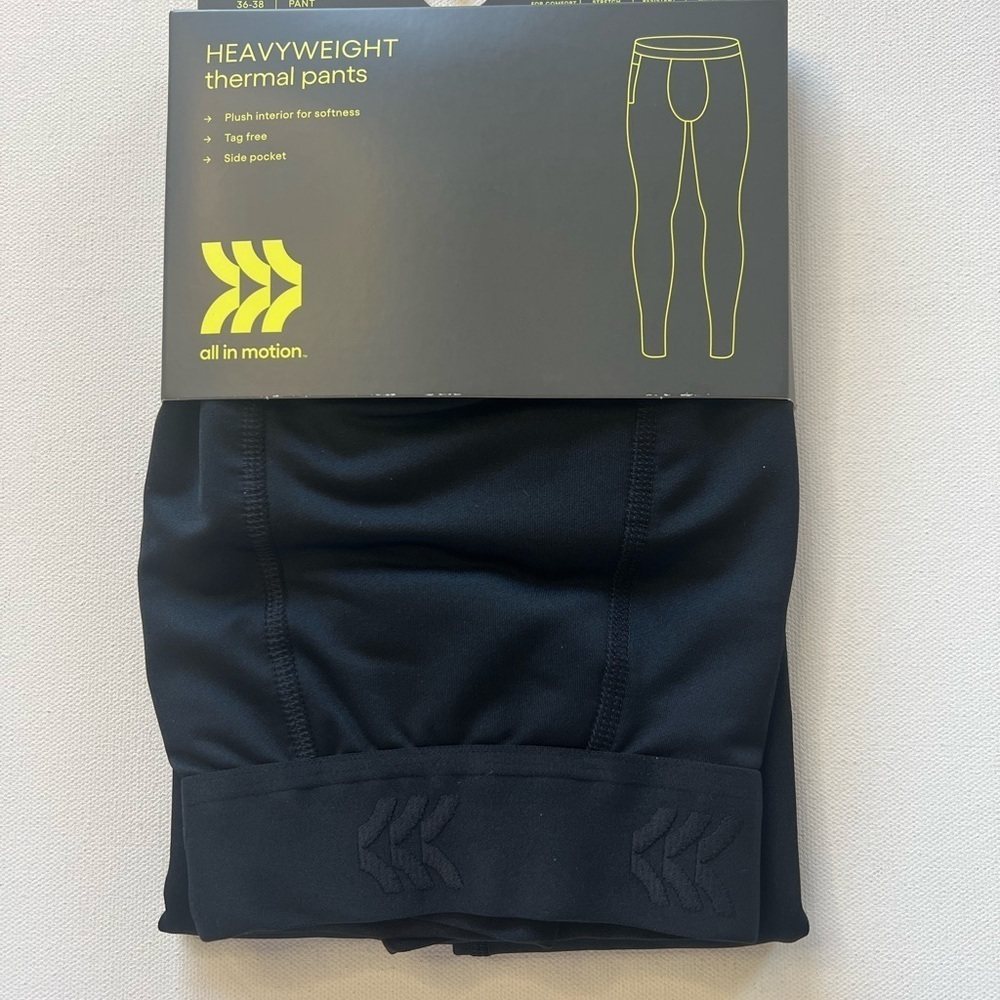 NWT Men's Heavyweight Thermal Pants - All in Motion™ BLACK Size Large 36-38 (H1)